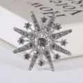 Elegant vintage Baroque star brooch pin featuring sparkling silver clear rhinestones - Silver Starburst Rhinestone (Style 10)