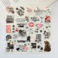 Nahaufnahme von modischen 3D-Prägestickern für DIY-Scrapbooking und Handyhüllen - 12cm*12cm / FDYC004-Silber Rosa Y2K