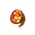Vintage enamel maple leaf brooch with cornucopia design in warm autumn colors - Cornucopia Maple Leaf Style