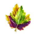 Vintage artistic enamel maple leaf brooch pin with green and purple drip oil finish - Green Purple Gradient Leaf