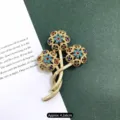 Vintage Baroque matte gold flower brooch with colorful rhinestones and turquoise beads. - Three Triple Gems / Matte Gold