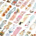 Collage showing multiple watercolor cat bookmarks with inspirational English quotes. - 30 Sheets/Pack / Colorful