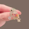 Exquisite magpie bird brooch with colorful sparkling crystals and gold plating for women's suits - Bird (236#)