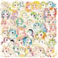 Selection of 50 colorful kawaii rainbow unicorn stickers for journal and laptop decoration - 50 Sheets Unicorns TJ022