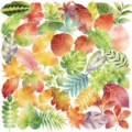 Detail of watercolor leaf stickers with gold foil edges for DIY crafts and journaling - 50 Sheets Among the Leaves TJ021