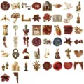 Detail view of vintage European palace stickers with gold foil accents for DIY scrapbooking - Retro European Court Style (Foil Stamping)