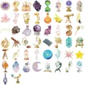 Detailed view of vintage watercolor stargazing stickers with elegant gold foil accents - Stargazing (Foil Stamping)