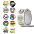 Colorful cartoon reward sticker roll with various encouraging English phrases for kids - Cartoon Motivational Style / 500 Pieces/Pack