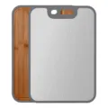 Double-sided titanium and natural bamboo cutting board with anti-mold gray border design - Pure Titanium + Bamboo (40x28x1.6cm)