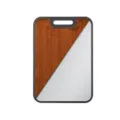 Durable double-sided pure titanium and wheat fiber cutting board with handle hole - Pure Titanium + Ebony (38x26x2cm)
