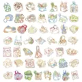 Collection of 50 hand-drawn food stickers featuring PET line art grocery illustrations - Food Line Art Style / 50 Sheets / Colorful