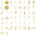 Collection of 50 minimalist gold-foil floral and botanical stickers for DIY decoration - Elegant Floral (Foil Stamping)