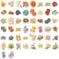 Detailed set of 50 vintage floral PET stickers with artistic gold stamping outlines - Elegant Floral (Foil Stamping)