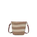 Bolso bandolera de paja tejida a rayas hecho a mano con correa ajustable para verano - Caqui a Rayas