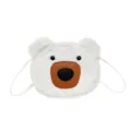 Cute white plush bear crossbody bag for girls featuring a soft furry texture and leather snout - White