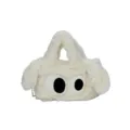 Bolso de mano de felpa blanca con diseño de ojos de dibujos animados para otoño e invierno - Blanco
