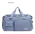 Gran bolsa de viaje para fitness azul claro con separación seco-húmedo y zapatero - Azul