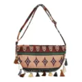 Bolso bandolera étnico tejido de estilo retro con borlas coloridas y patrones - Estilo 2