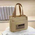 Sac à main minimaliste en toile beige pour navetteurs ou boîte à lunch - Kaki