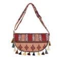 Bolso bandolera de estilo étnico vintage con borlas de colores y motivos tejidos. - Estilo 1