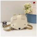 Cute white fox-shaped children's backpack with adjustable khaki straps for kids' travel - White