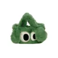 Lindo bolso de mano de peluche verde con ojos grandes, bolso bandolera de pelo - Verde