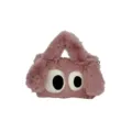 Lindo bolso de mano de peluche rosa con grandes ojos de dibujos animados para mujer - Rosa