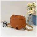 Adorable brown fox-shaped children's mini leather backpack for boys and girls travel use - Brown