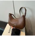 Elegante bolso de silla marrón con lazo plateado estilo bajo el brazo - Marrón