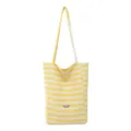 Bolso tote informal de lona a rayas amarillas y blancas con asas largas para ir de compras - Amarillo