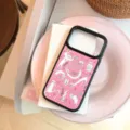 Schattig roze iPhone-hoesje met abstracte cartoonkatten en motiverende citaten - Harde schaal / Roze Abstracte Kat