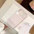 Coque iPhone esthétique à rayures roses et blanches avec un motif à pois mignon - 17 Pro Max / Vagues Rose Baie (Coque Seule)