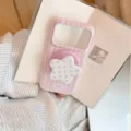 Λεπτομερής προβολή ροζ ριγέ θήκης iPhone με βάση αστέρι με μπλε πουά σχέδιο - 18 / Μαγνητικό Στυλ / Ροζ Ρίγες Με Λευκή Βάση Αστέρι Πουά