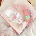 Close-up of transparent iPhone case with cute cartoon bear and rabbit decorations. - Transparent 3D Magic Rabbit Bear With Lanyard / iPhone 18