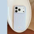 Θήκη iPhone με γαλάζιες ρίγες σε κορεάτικο στυλ με ενσωματωμένη μαγνητική φόρτιση - 18 / Μαγνητικό Στυλ / Γαλάζιο ριγέ