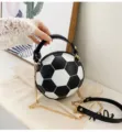 Bolso bandolera único con forma de balón de fútbol, asa negra y cadena dorada para mujer - Forma de fútbol / Negro