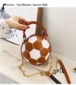 Bolso bandolera de cadena único con forma de balón de fútbol en amarillo-marrón y blanco - Forma de fútbol / Marrón Amarillento