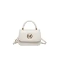 Weiße gesteppte Mini-Handtasche mit goldenem M-Logo und Umhängeriemen - Weiß