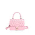 Elegante bolso bandolera cuadrado bordado rosa con cierre dorado y asa superior chic - Rosa