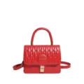 Bolso bandolera pequeño cuadrado rojo acolchado con bordados y asa para mujer - Rojo