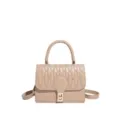 Elegante bolso bandolera cuadrado pequeño bordado beige con asa para mujer moda - Caqui