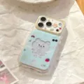 Süße hellblaue Angel Bear iPhone Hülle mit Glitzersternen und Frucht-Design für Pro Max Modelle. - Vergoldeter Blauer Fliegender Bär / iPhone 17 Pro Max