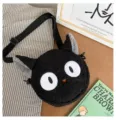 Vue détaillée du sac bandoulière chat en peluche adorable en matière sherpa. - Noir