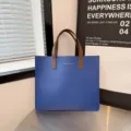 Bolso tote azul minimalista para mujer, bolso de hombro espacioso y versátil para oficina - Azul