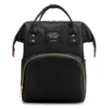 Mochila para pañales negra multifuncional de gran capacidad con detalles dorados - Negro