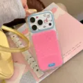 Détail d'une coque pour iPhone rose à pois avec d'adorables décorations d'animaux en 3D - 17promax / Chat Rose Baie Transparent
