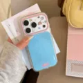 Coque iPhone mignonne à pois bleus avec décorations d'animaux de dessin animé mignon - 17promax / Chien Bleu Transparent