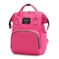 Mochila pañalera rosa multifuncional de gran capacidad con apertura superior reforzada - Rosa rojo