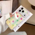 Vibrant dopamine style transparent iPhone case with colorful polka dots and stars - Transparent Gold Foil Star Dots / 17promax