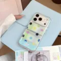 Macro view of dopamine colorful polka dot clear iPhone case with star frame - Transparent Gilded Salt Star Wave / 17promax
